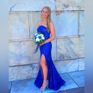 Gorgeous Royal Blue Sequin Boutique Prom Gown